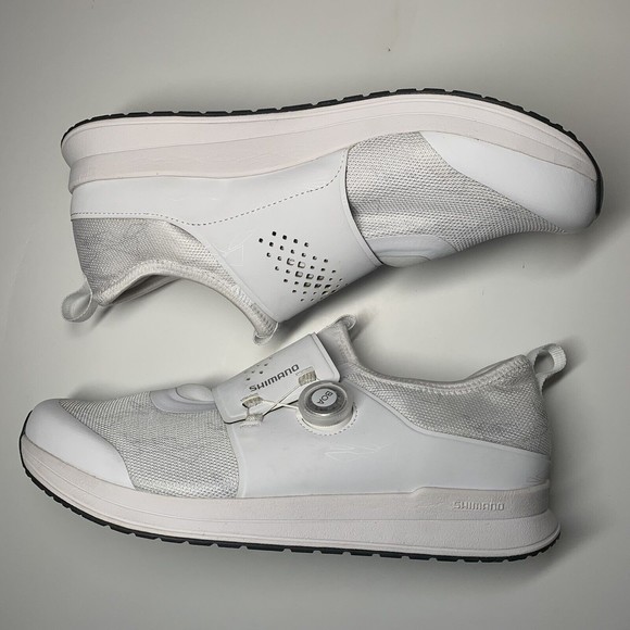 Shimano White Cycling Spinning Shoes IC3 SH-IC300W Woman EU Size 44 US 11.2 - Picture 3 of 13